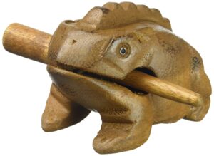 deluxe small 2" wood frog guiro rasp - percussion musical instrument tone block - wooden frog instrument with stick, frog noise maker by world percussion usa