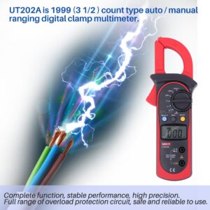 Uni-T UT202A Auto-Ranging AC DC 600 Amps Auto/Manual Range Digital Handheld Clamp Meter Multimeter Test Tool