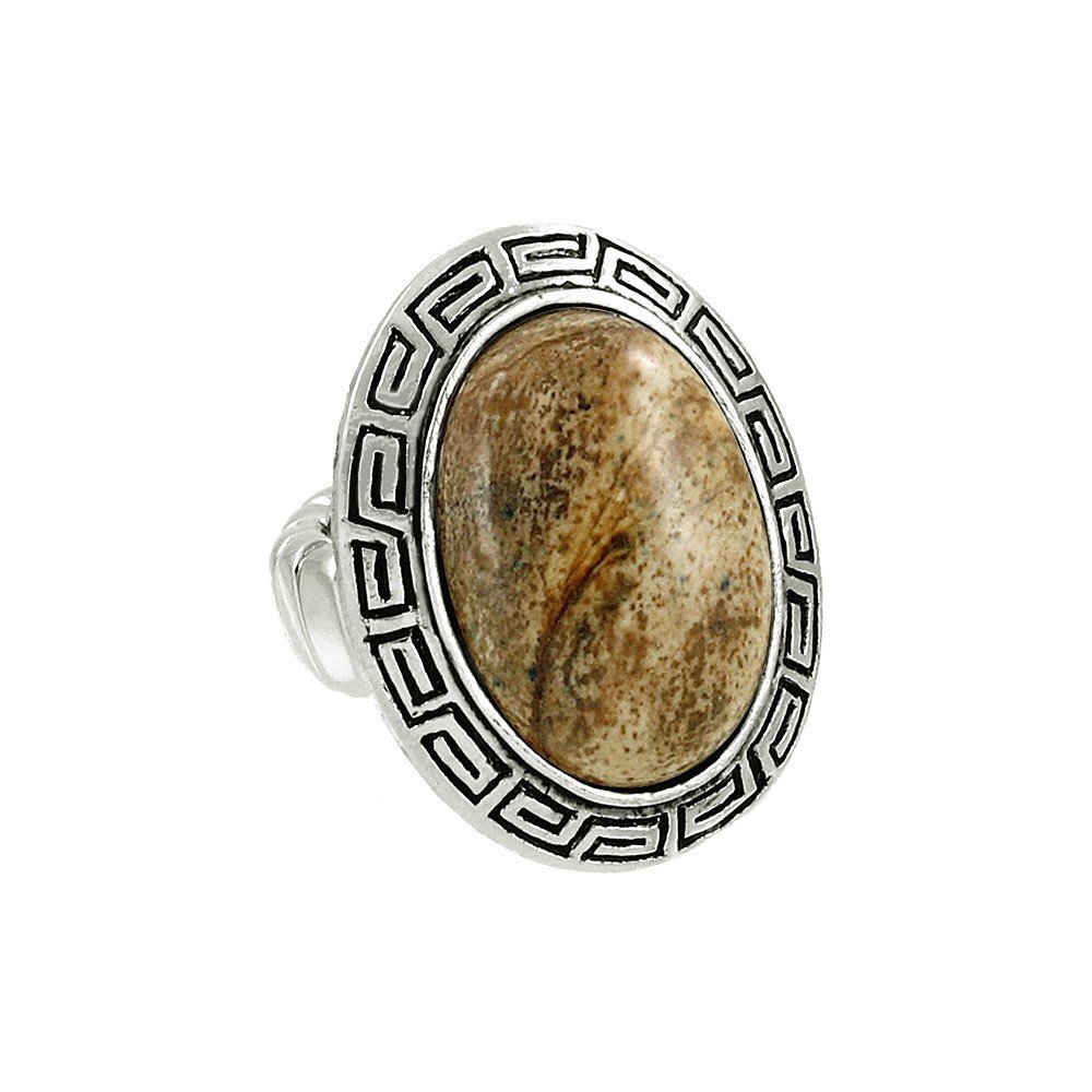 Falari Natural Gemstone One Size Stretch Ring Jasper