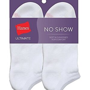 Hanes Ultimate Women's 6-Pack No-Show Socks, White, 5-9