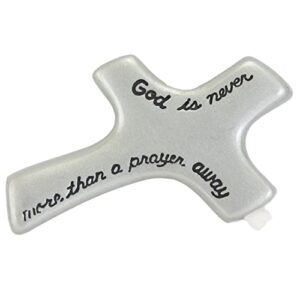 Cathedral Art A Prayer Away Silver Metal Palm Cross, Handheld Cross for Comfort and Prayer, 2 3/4 Inches