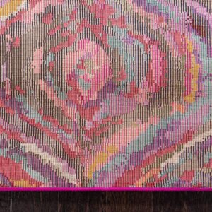 Unique Loom Estrella Collection Colorful, Abstract, Geometric, Gradient, Modern Area Rug, 5 ft x 8 ft, Multi/Pink