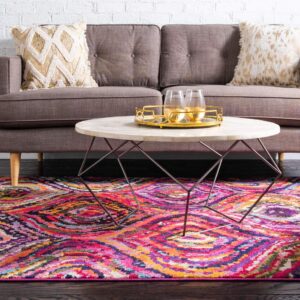 Unique Loom Estrella Collection Colorful, Abstract, Geometric, Gradient, Modern Area Rug, 5 ft x 8 ft, Multi/Pink