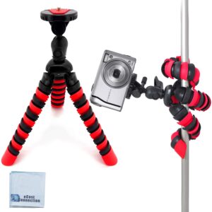 12" inch tripod w/flexible spider disc legs with quick release plate and bubble level for all cameras + ecostconnection microfiber cloth