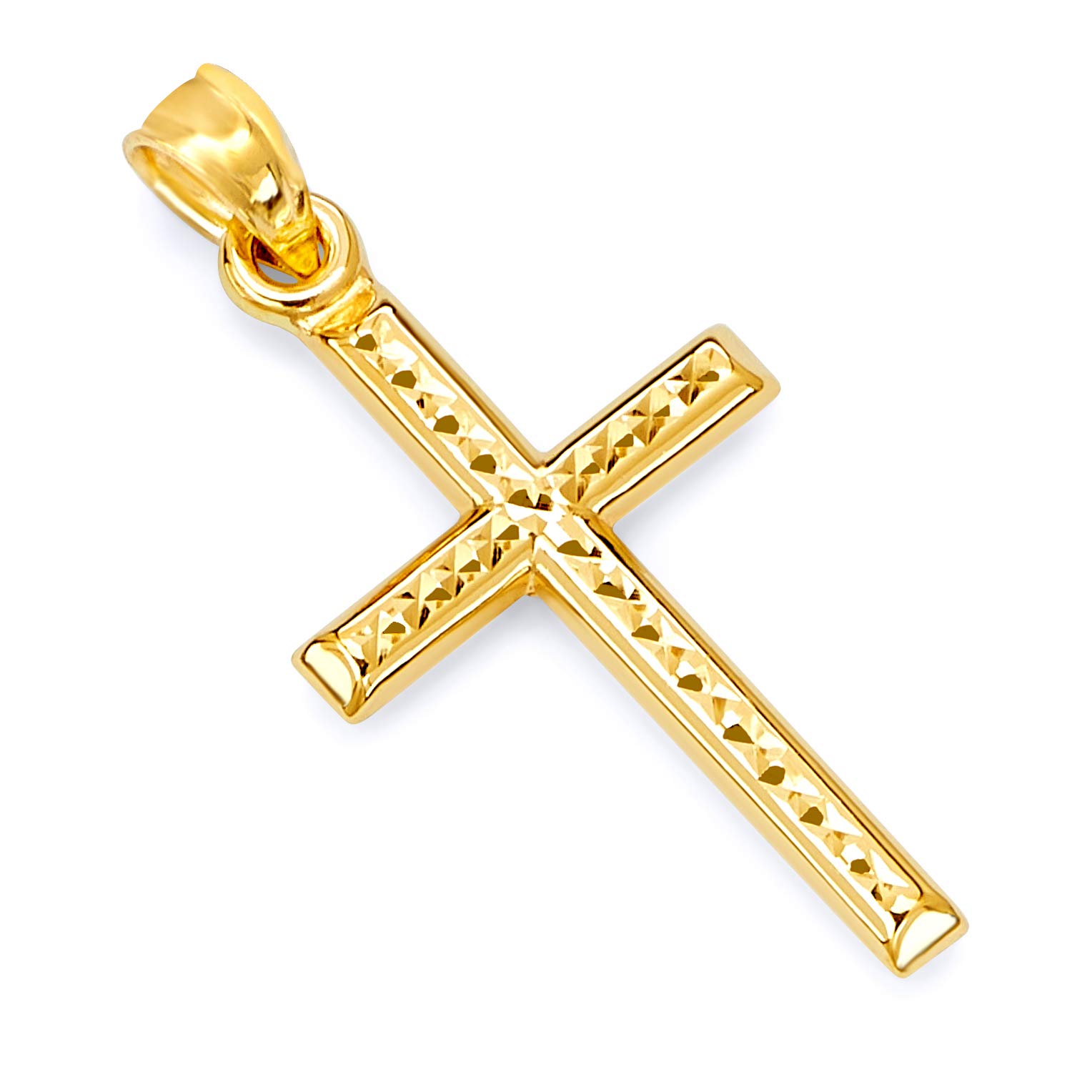 GoldenMine Fine Jewelry Collection 14k Yellow Gold Religious Cross Pendant