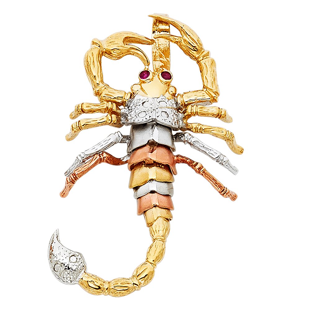 GoldenMine Fine Jewelry Collection 14k Tri Color Gold Scorpion Pendant