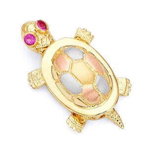 goldenmine fine jewelry collection 14k tri color gold turtle pendant