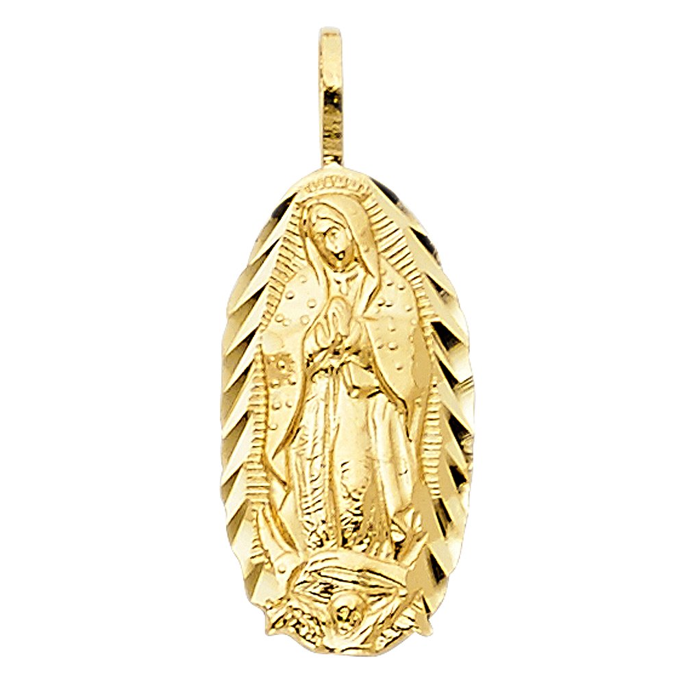 GoldenMine Fine Jewelry Collection 14k Yellow Gold Religious Our Lady of Guadalupe Pendant