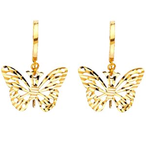 14k yellow gold butterfly fancy drop earrings