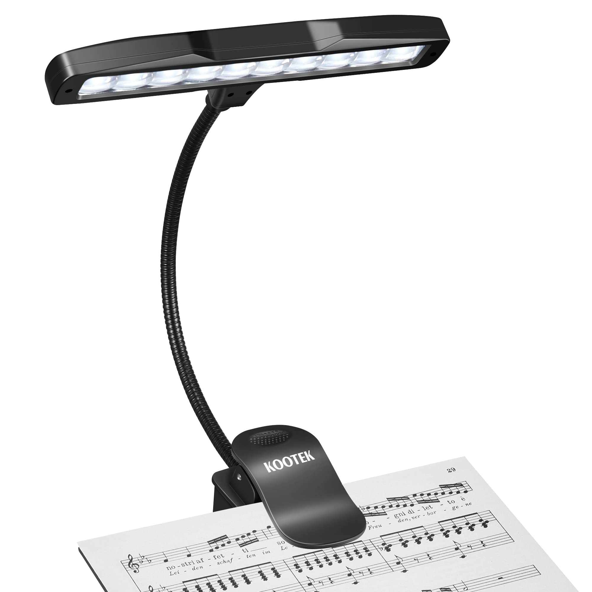 Kootek Music Stand Light, Eye Caring Clip-on Piano Light, 360° Flexible Neck Adjustable Brightness USB Rechargeable Light Lamp for Piano, Sheet Music, Book Reading