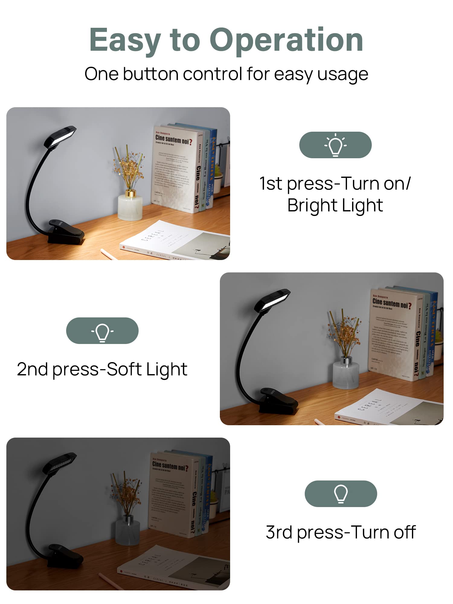 Kootek Music Stand Light, Eye Caring Clip-on Piano Light, 360° Flexible Neck Adjustable Brightness USB Rechargeable Light Lamp for Piano, Sheet Music, Book Reading