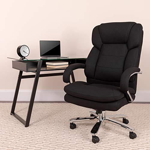 Flash Furniture Hercules Series Swivel Office Chair with Loop Arms, Ergonomic High-Back Executive Chair with Padded Seat and Arms, Black