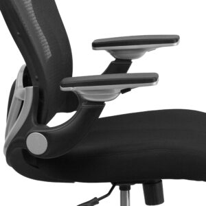 Flash Furniture Sam Mid-Back Black Mesh Executive Swivel Ergonomic Office Chair with Height Adjustable Flip-Up Arms