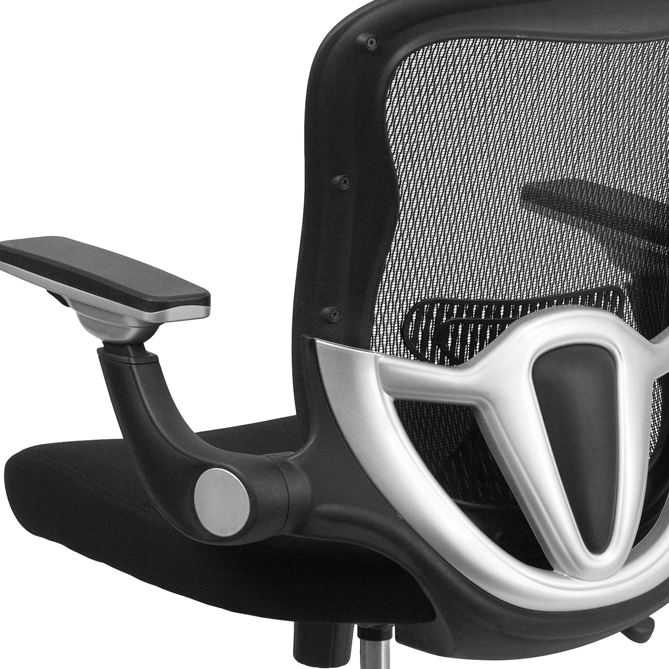 Flash Furniture Sam Mid-Back Black Mesh Executive Swivel Ergonomic Office Chair with Height Adjustable Flip-Up Arms