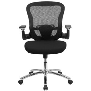 Flash Furniture Sam Mid-Back Black Mesh Executive Swivel Ergonomic Office Chair with Height Adjustable Flip-Up Arms