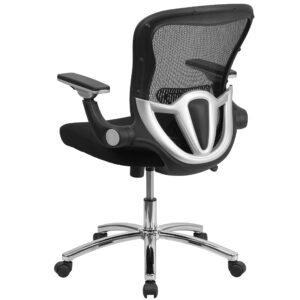 Flash Furniture Sam Mid-Back Black Mesh Executive Swivel Ergonomic Office Chair with Height Adjustable Flip-Up Arms