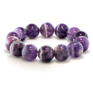 gem stone king purple amethyst bead gemstone stretchy bracelet for women 8.5 inch round 16mm