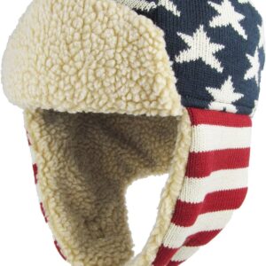 KBW-617 NAV-RED Stars and Stripes America Flag Aviator Trapper hat Trooper Ear Flaps Ushanka Eskimo Warm Winter Cold