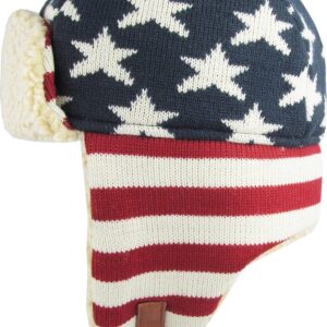 KBW-617 NAV-RED Stars and Stripes America Flag Aviator Trapper hat Trooper Ear Flaps Ushanka Eskimo Warm Winter Cold