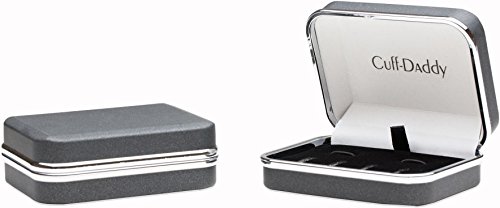 Mens Striped Onyx Mother of Pearl Tuxedo Cufflinks Studs (THAT DON'T SPIN) with Presentation Box