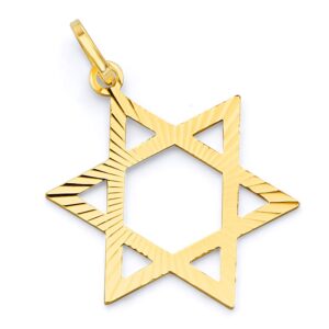 14k yellow gold diamond cut star of david pendant(25 mm x 22 mm)