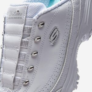 Skechers womens D'lites Bright Sky Fashion Sneaker, White/Silver, 8.5 Wide US