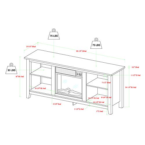 Walker Edison Wren Classic 4 Cubby Fireplace TV Stand for TVs up to 65 Inches, 58 Inch, Driftwood