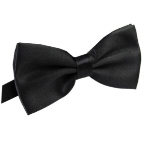 awaytr men's pre tied bow ties for wedding party fancy plain adjustable bowties necktie (black)