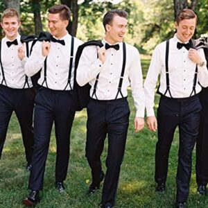 AWAYTR Men's Pre Tied Bow Ties for Wedding Party Fancy Plain Adjustable Bowties Necktie (Black)