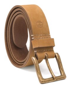 timberland mens 38mm icon nubuck boot leather belt, beige wheat, 36