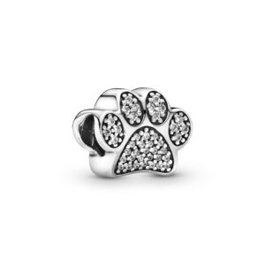 pandora paw prints, clear cz