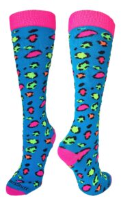 madsportsstuff exotic leopard over the calf socks (neon leopard, small)