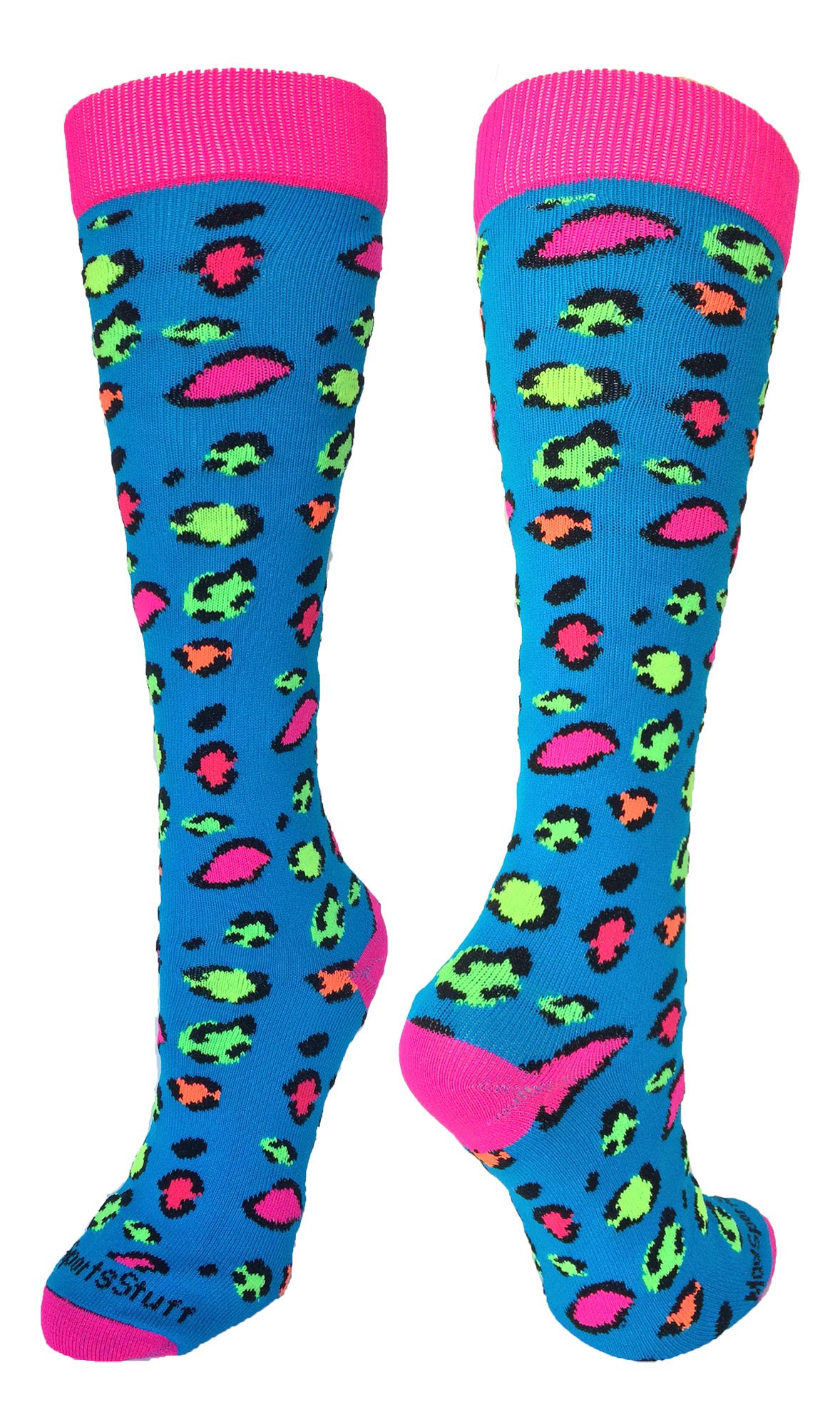 MadSportsStuff Exotic Leopard Over the Calf Socks (Neon Leopard, Small)