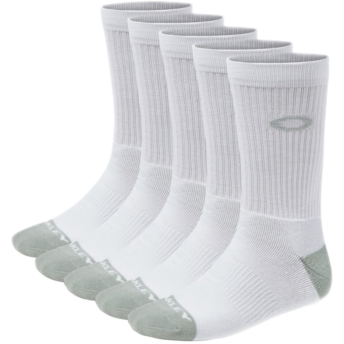 Oakley Men's Performance Basic Crew Sock 5 Pack, White, Medium