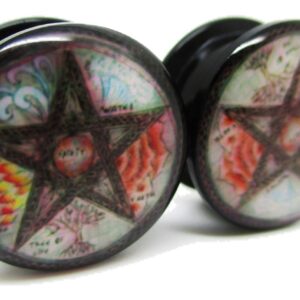 Pierced Republic Elemental Pentagram Ear Plugs - Acrylic Screw-On - 8 Sizes - *Pair* (0 Gauge (8mm))