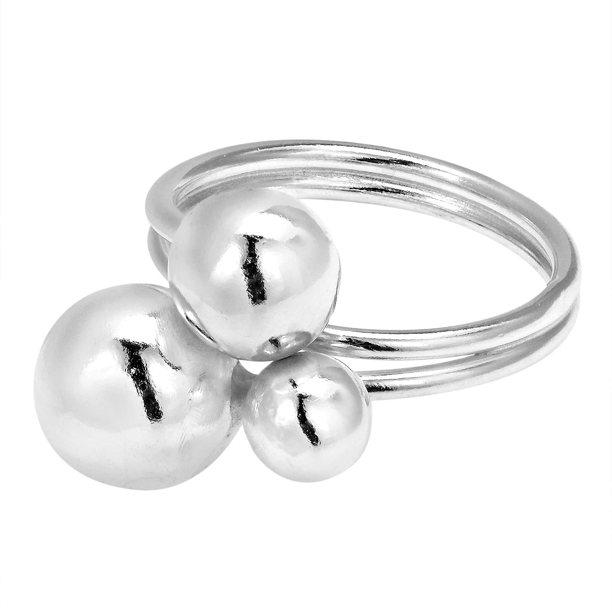 AeraVida Fashionable Trio Shiny Ball. 925 Sterling Silver Ring | Rings For Women | Comfort Fit Silver Rings for Women | Sterling Silver Rings Size 6-10 (8)