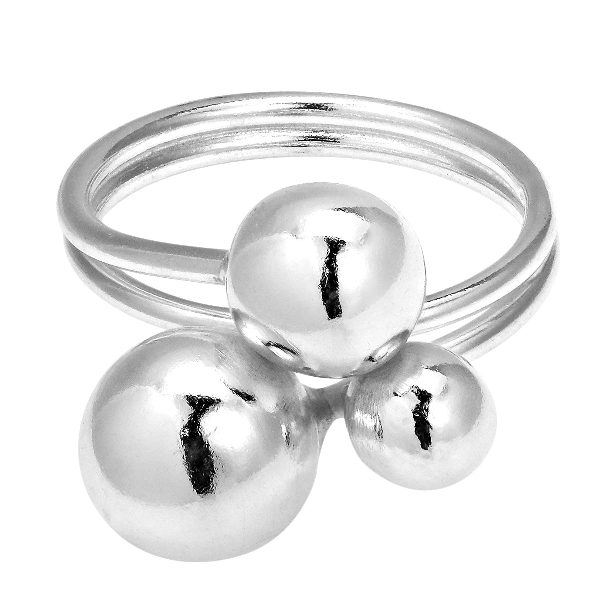 AeraVida Fashionable Trio Shiny Ball. 925 Sterling Silver Ring | Rings For Women | Comfort Fit Silver Rings for Women | Sterling Silver Rings Size 6-10 (8)