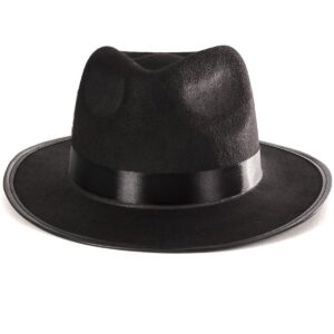 Funny Party Hats Black Fedora Gangster Hat Costume Accessory - Pack of 6