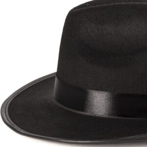 Funny Party Hats Black Fedora Gangster Hat Costume Accessory - Pack of 6