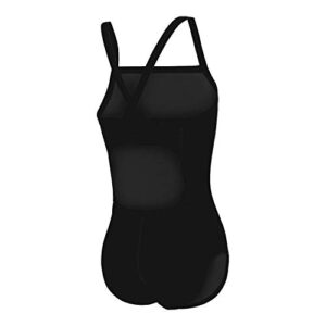 Speedo Girl's Swimsuit One Piece PowerFlex Flyback Solid Youth New Black, 26