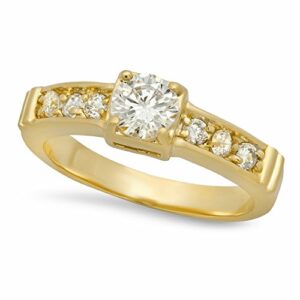 the bling factory 5.5mm gold plated small round cz solitaire ring w/cz band, size 5