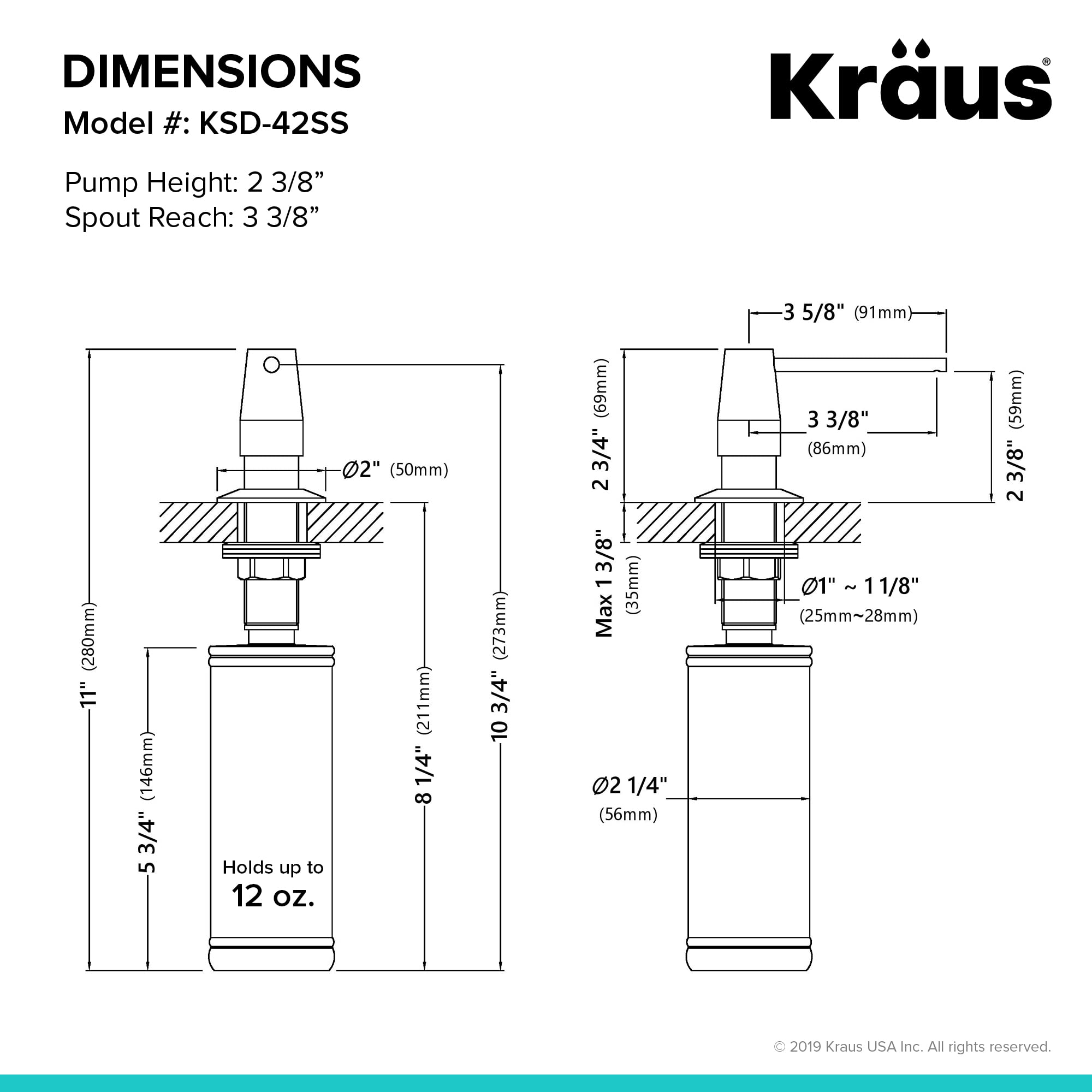 KRAUS Kitchen Soap and Lotion Dispenser in Stainless Steel, KSD-42SS