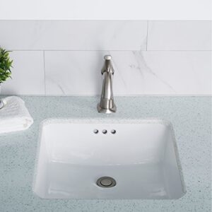 KRAUS Elavo 17-inch Square Undermount White Porcelain Ceramic Bathroom Sink with Overflow, KCU-231