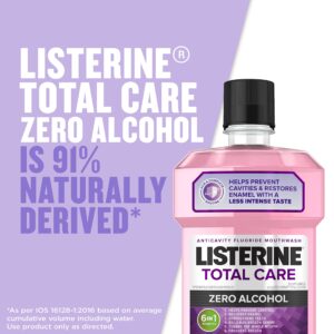 Listerine Total Care Alcohol-Free Anticavity Fluoride Mouthwash, 6 Benefit Oral Rinse to Help Kill 99% of Germs That Cause Bad Breath, Strengthen Enamel, Fresh Mint, Travel Size, 95 mL (Pack of 12)