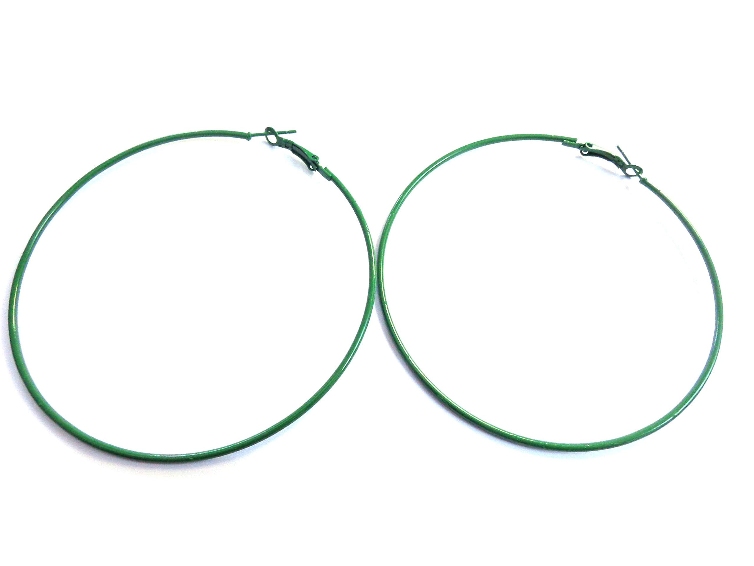 Green Hoop Earrings Thin Hoop Earrings Green Hoops 3 Inch