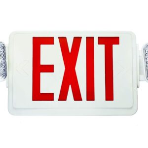 NICOR Lighting Remote Capable LED Emergency Exit Sign with Dual Adjustable LED Heads, White with Red Lettering (ECL1-10-UNV-WH-R2R)