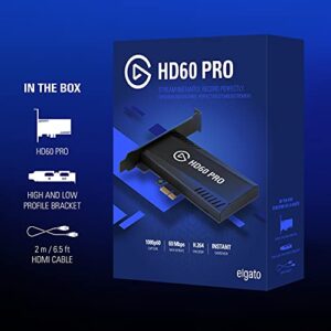 Elgato HD60 Pro1080p60 Capture and Passthrough, PCIe Capture Card, Low-Latency Technology, PS5, PS4, Xbox Series X/S, Xbox One, black