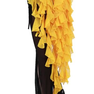 ZLTdream Women's Belly Dance Fox Triangle Waving Cut Hip Scarf with Tassel Yellow