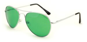 vision world eyewear - colorful silver metal aviator with color lens sunglasses (green lens)