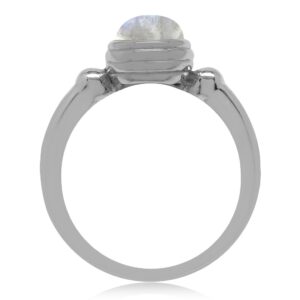 Silvershake Natural Moonstone 925 Sterling Silver Solitaire Casual Ring Size 7